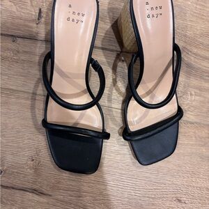 A New Day Black Strappy Sandals low heel